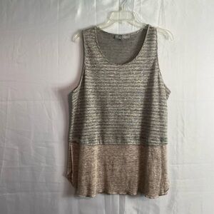 Lola & Sophie Two-Tone Striped Knit Tank - Gray & Taupe